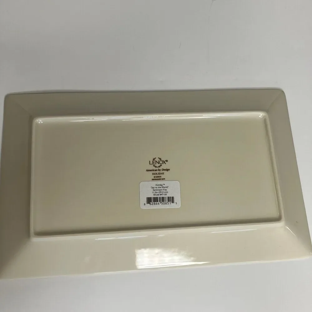 Lenox Joy to the World Sentiment Christmas Winter Greetings Porcelain Tray NIB